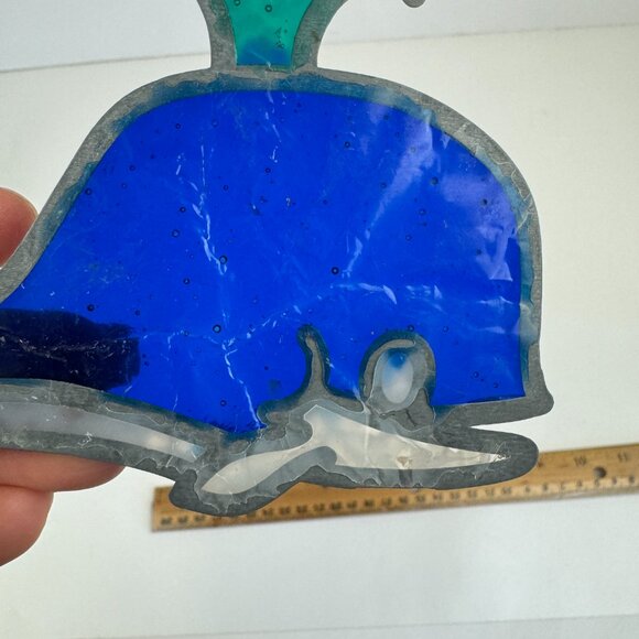 Vtg Whale Blue Suncatcher Acrylic Resin Metal Frame Beach Ocean w Hook Hole READ - Picture 10 of 13